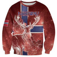 Personalized Norway Sweatshirt The Moose With Saxifrage Flowers Galaxy Style - Wonder Print Shop