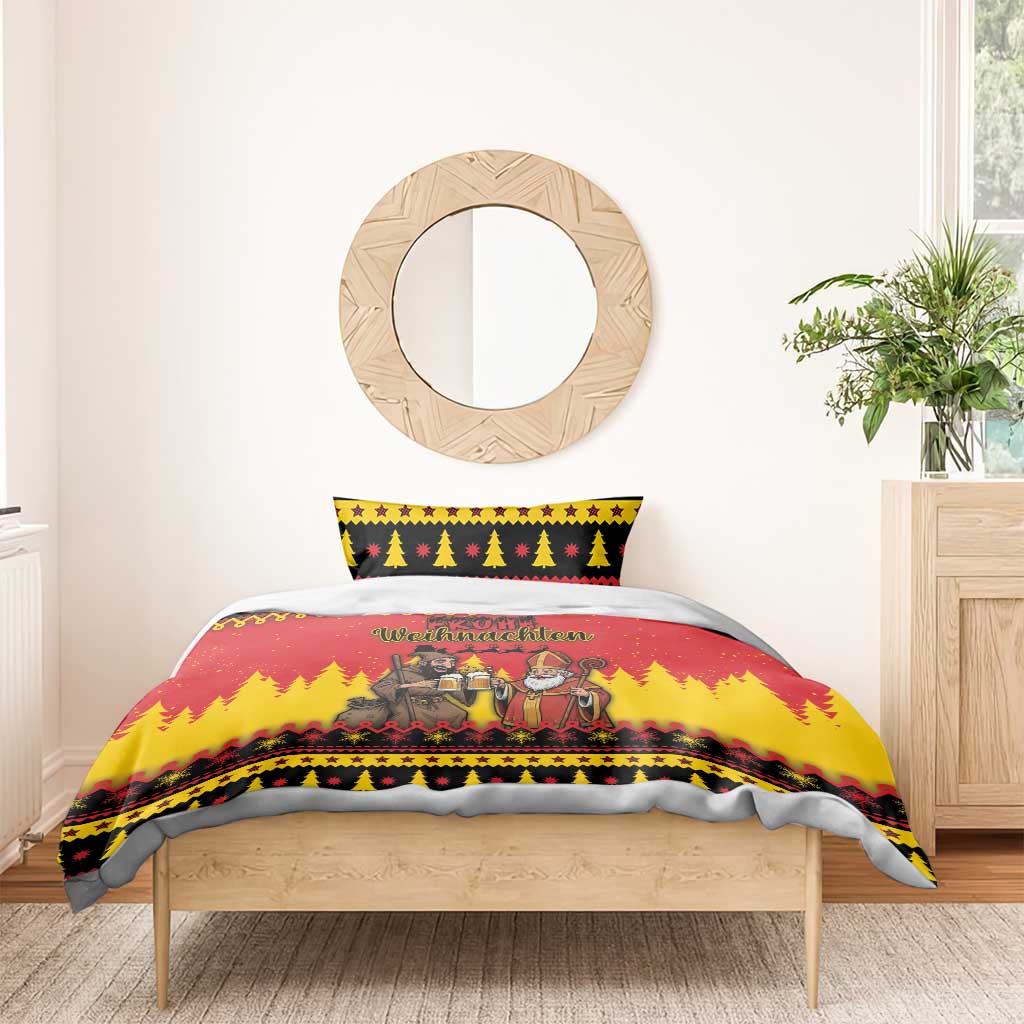 Germany Christmas Bedding Set Saint Nicholas And Knecht Ruprecht Drink Beer - Wonder Print Shop