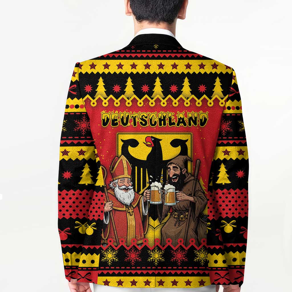 Germany Christmas Blazer Saint Nicholas And Knecht Ruprecht Drink Beer - Wonder Print Shop
