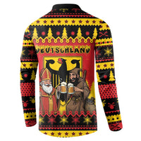 Germany Christmas Button Sweatshirt Saint Nicholas And Knecht Ruprecht Drink Beer - Wonder Print Shop