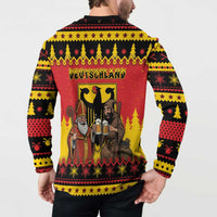 Germany Christmas Button Sweatshirt Saint Nicholas And Knecht Ruprecht Drink Beer - Wonder Print Shop