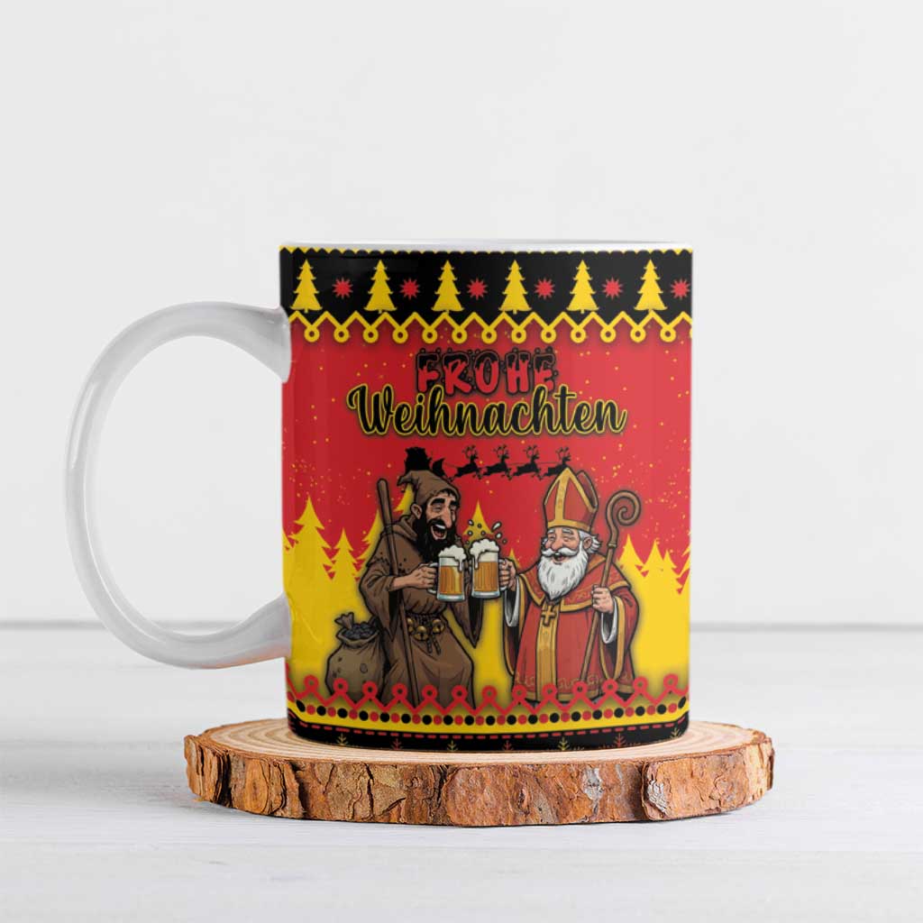 Germany Christmas Ceramic Mug Saint Nicholas And Knecht Ruprecht Drink Beer - Wonder Print Shop