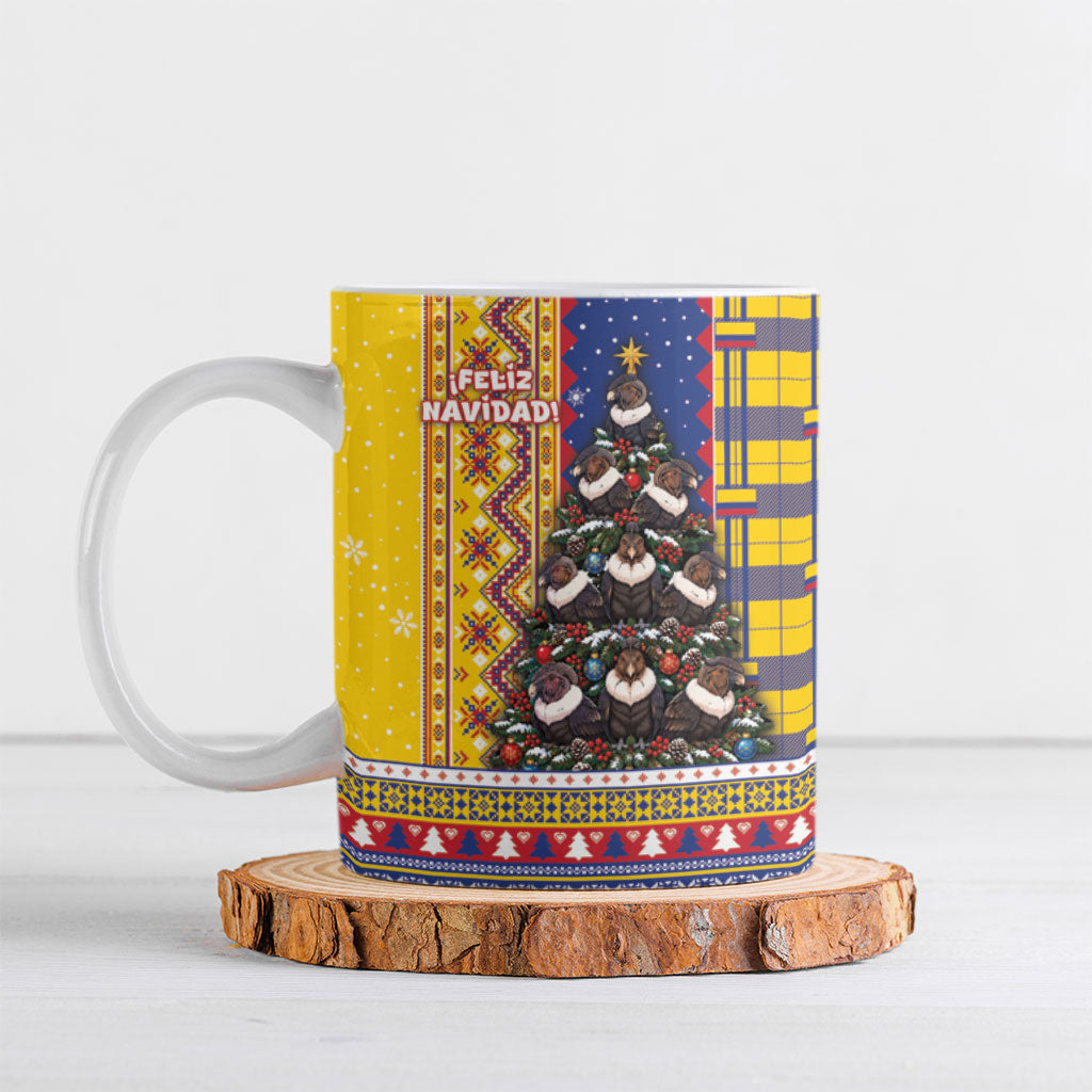 Colombia Christmas Ceramic Mug Andean Condor Feliz Navidad Tree Tartan