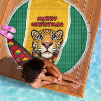 Guyana Christmas Beach Blanket Dapper Cute Jaguar Puffer Cute Style