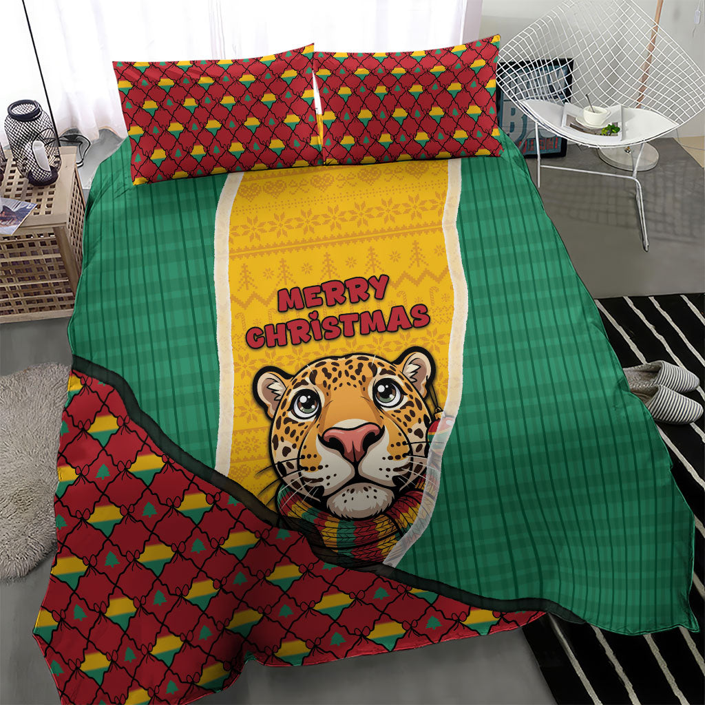Guyana Christmas Bedding Set Dapper Cute Jaguar Puffer Cute Style