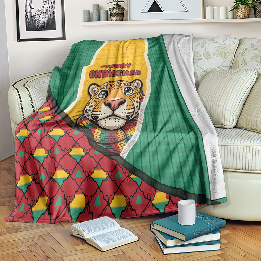Guyana Christmas Blanket Dapper Cute Jaguar Puffer Cute Style