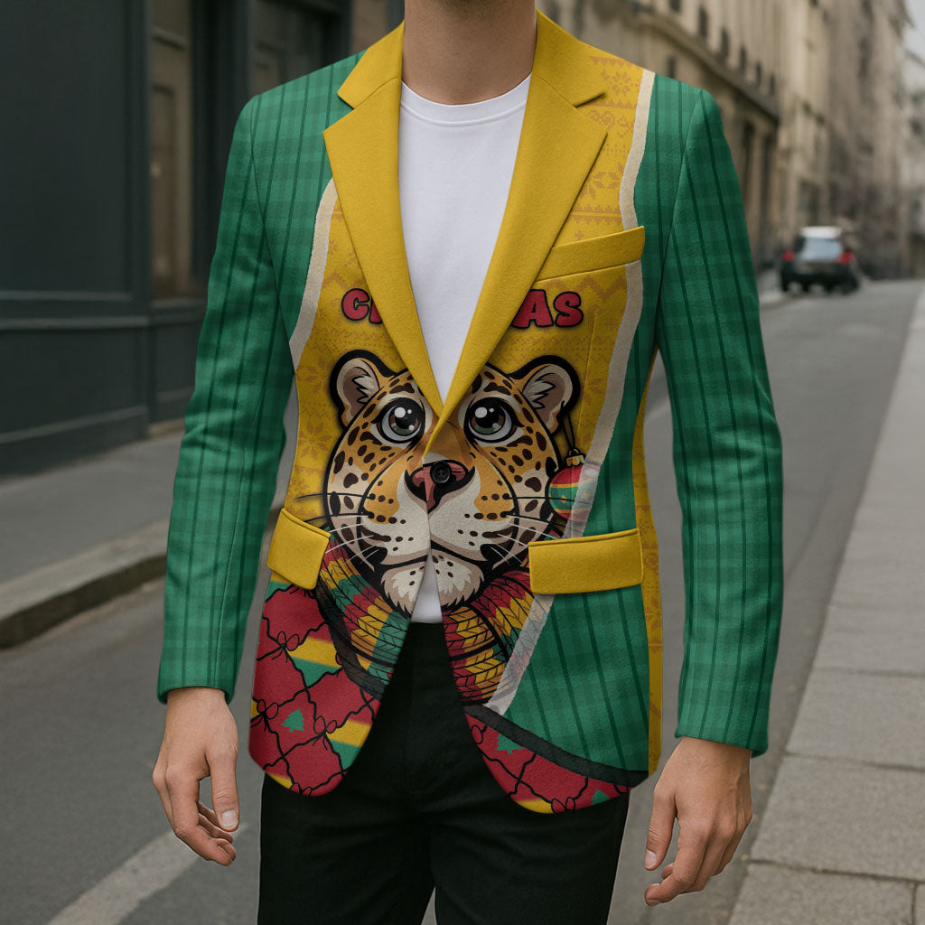 Guyana Christmas Blazer Dapper Cute Jaguar Puffer Cute Style