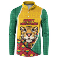 Guyana Christmas Button Sweatshirt Dapper Cute Jaguar Puffer Cute Style