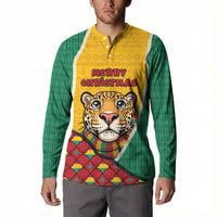 Guyana Christmas Button Sweatshirt Dapper Cute Jaguar Puffer Cute Style