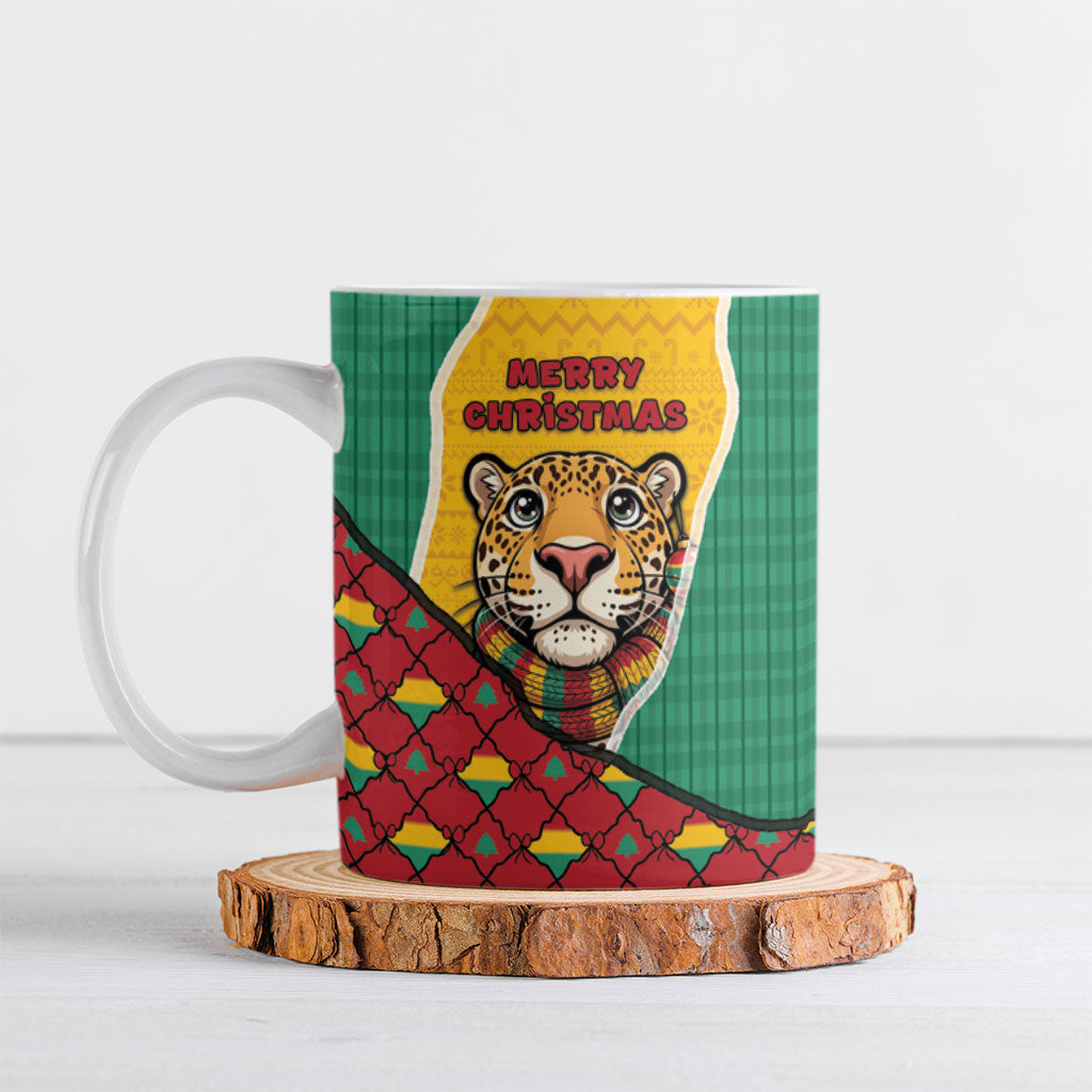 Guyana Christmas Ceramic Mug Dapper Cute Jaguar Puffer Cute Style