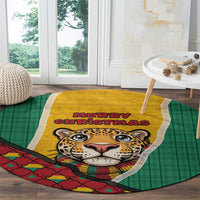 Guyana Christmas Round Carpet Dapper Cute Jaguar Puffer Cute Style