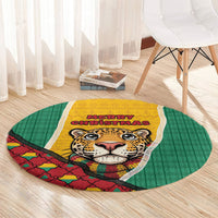 Guyana Christmas Round Carpet Dapper Cute Jaguar Puffer Cute Style