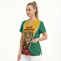 Guyana Christmas Scrub Top Dapper Cute Jaguar Puffer Cute Style
