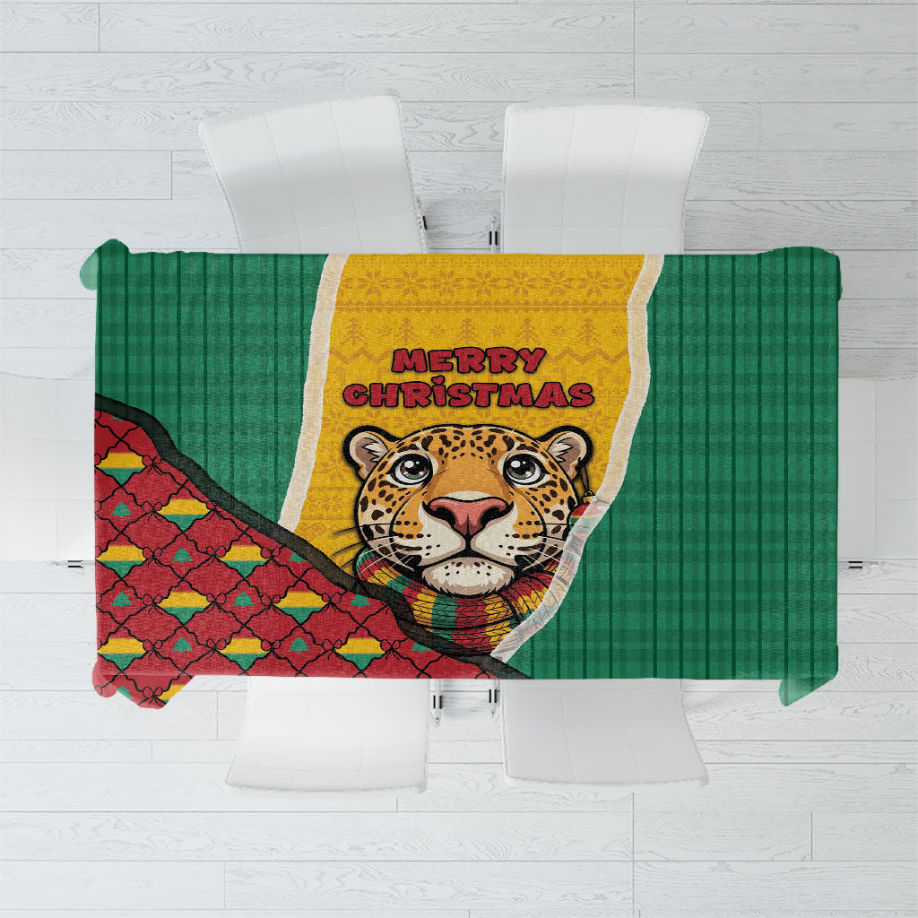 Guyana Christmas Tablecloth Dapper Cute Jaguar Puffer Cute Style