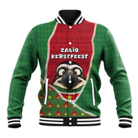 Suriname Christmas Baseball Jacket Cute Great Kiskadee Bird Star Snowflakes
