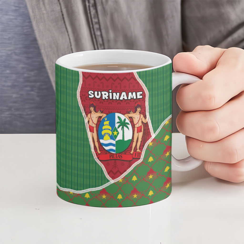 Suriname Christmas Ceramic Mug Cute Great Kiskadee Bird Star Snowflakes