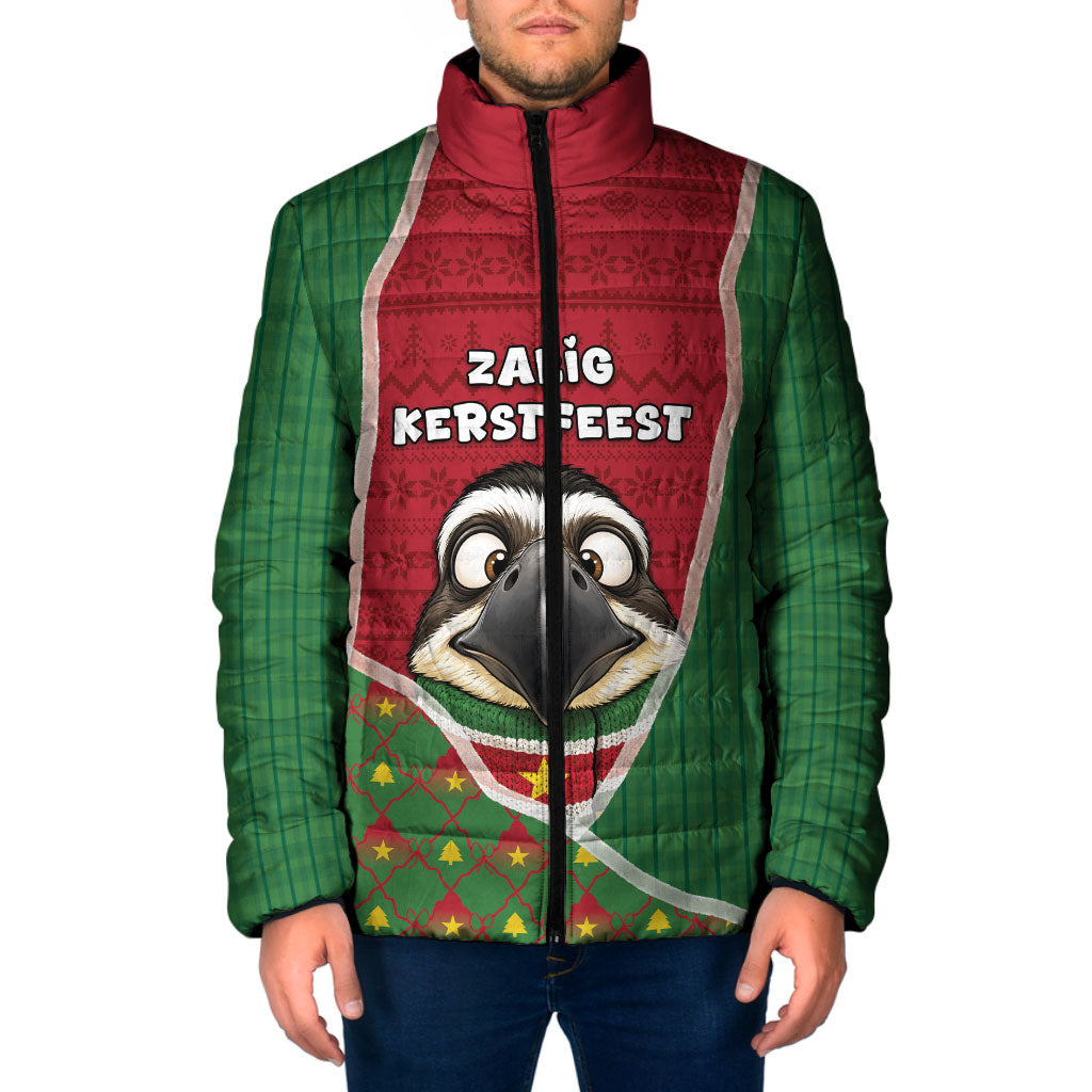 Suriname Christmas Padded Jacket Cute Great Kiskadee Bird Star Snowflakes