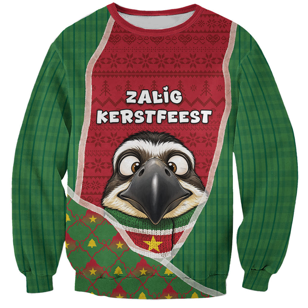 Suriname Christmas Sweatshirt Cute Great Kiskadee Bird Star Snowflakes