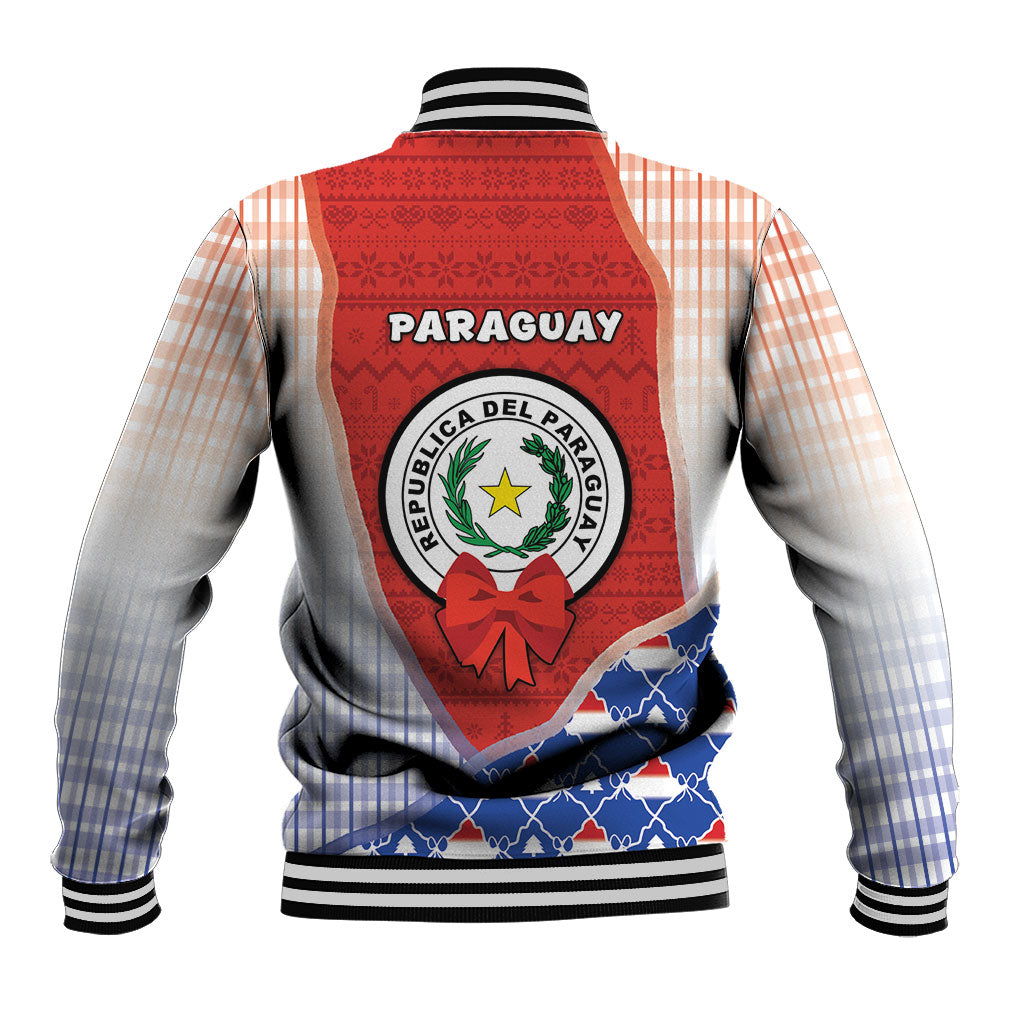 Paraguay Christmas Baseball Jacket Cute Pampas Fox Big Nose Snowflake Pattern