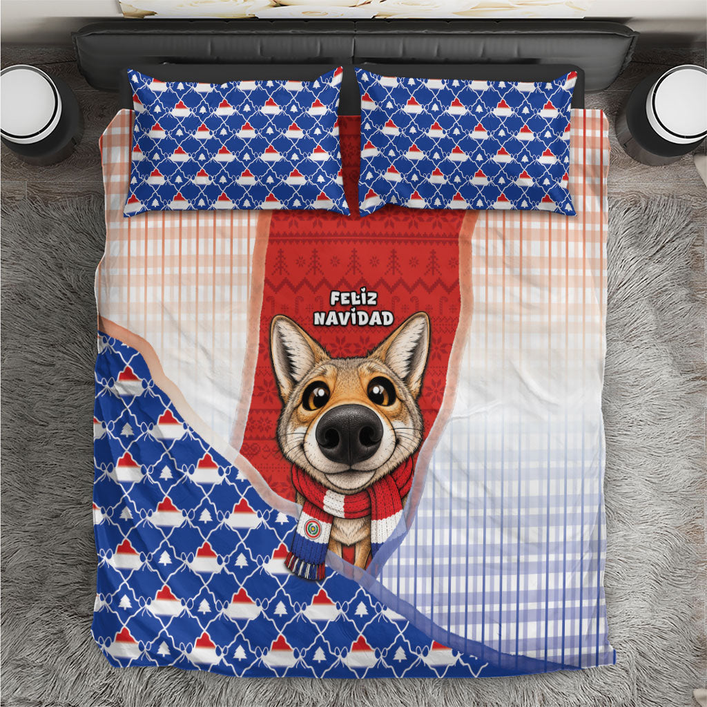 Paraguay Christmas Bedding Set Cute Pampas Fox Big Nose Snowflake Pattern