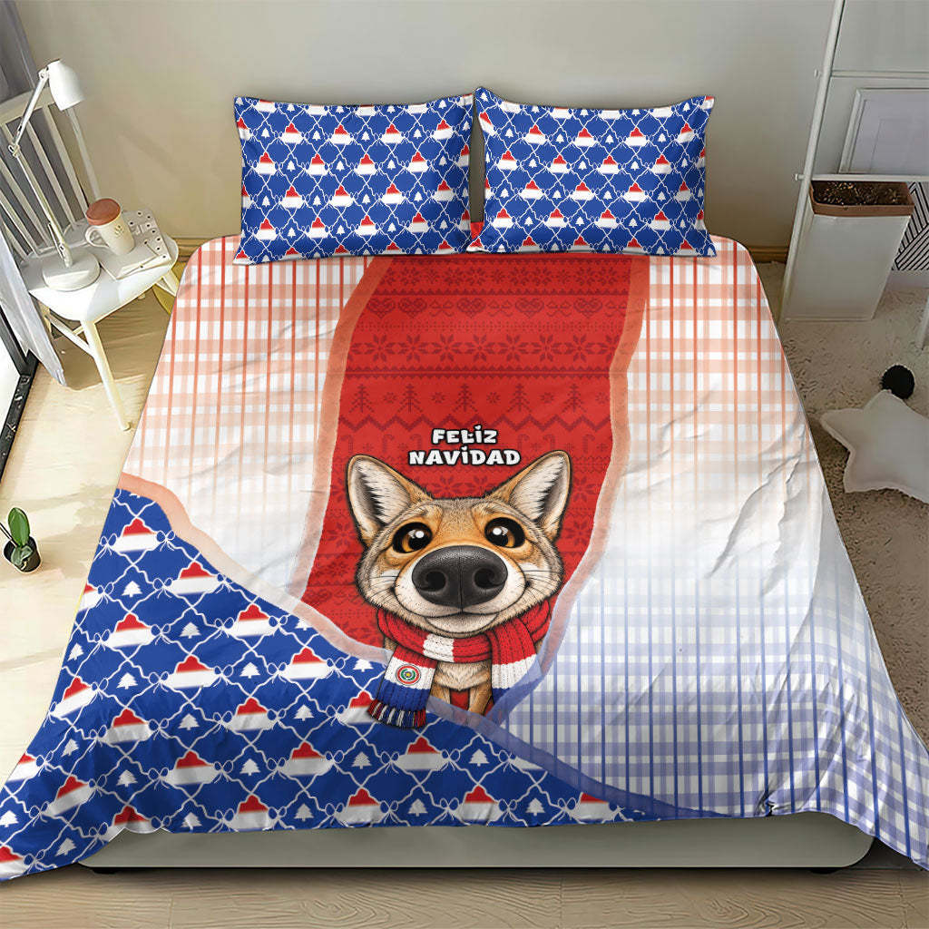 Paraguay Christmas Bedding Set Cute Pampas Fox Big Nose Snowflake Pattern