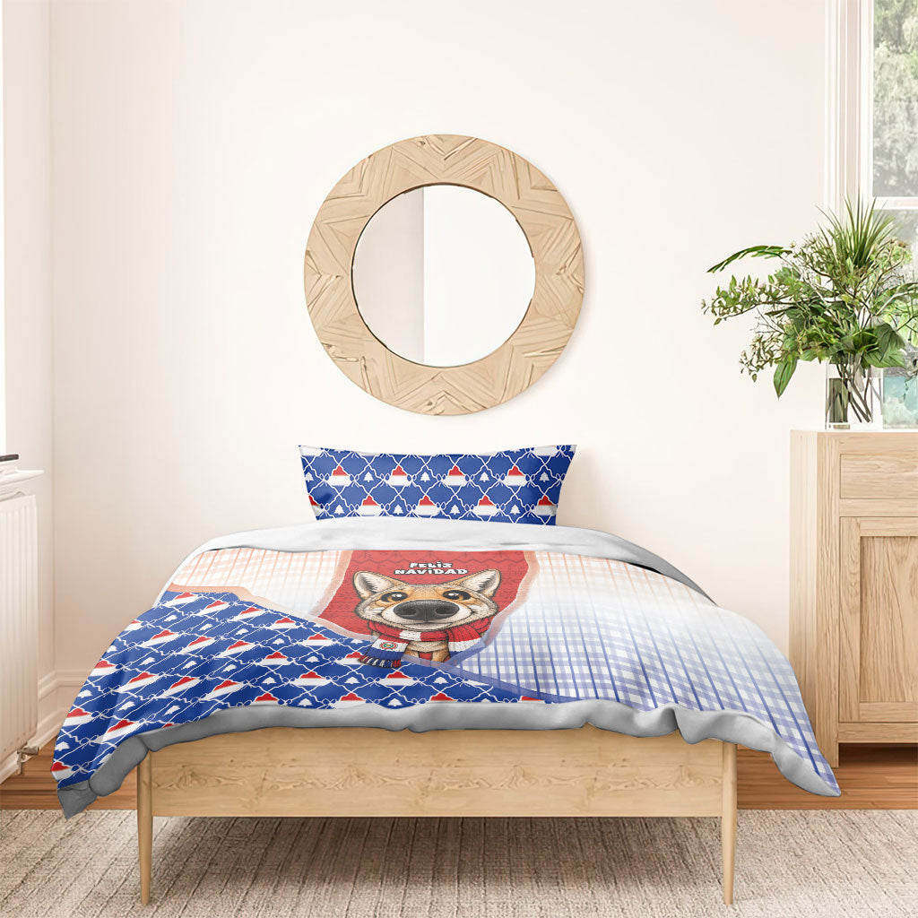 Paraguay Christmas Bedding Set Cute Pampas Fox Big Nose Snowflake Pattern