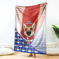 Paraguay Christmas Blanket Cute Pampas Fox Big Nose Snowflake Pattern