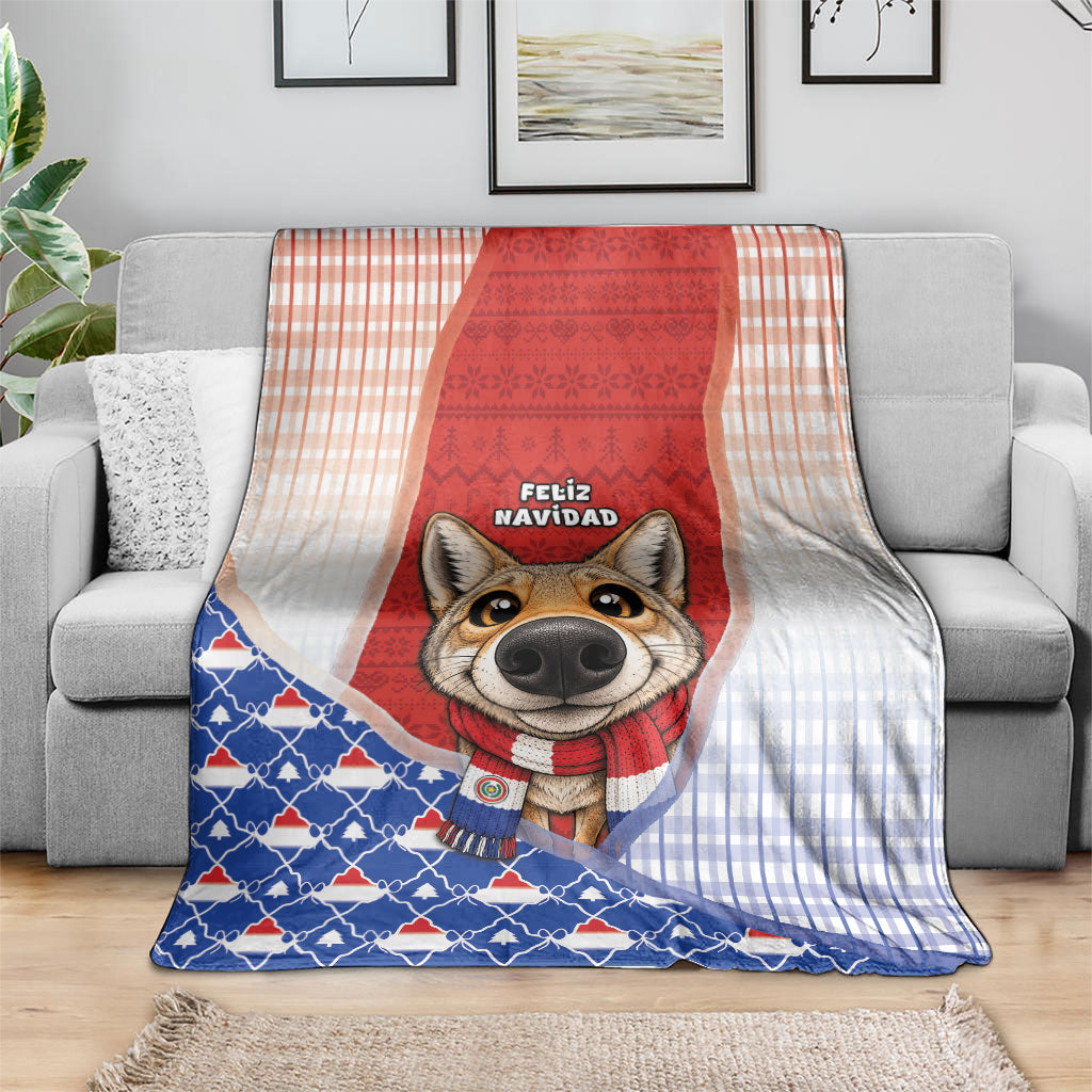 Paraguay Christmas Blanket Cute Pampas Fox Big Nose Snowflake Pattern