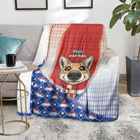 Paraguay Christmas Blanket Cute Pampas Fox Big Nose Snowflake Pattern