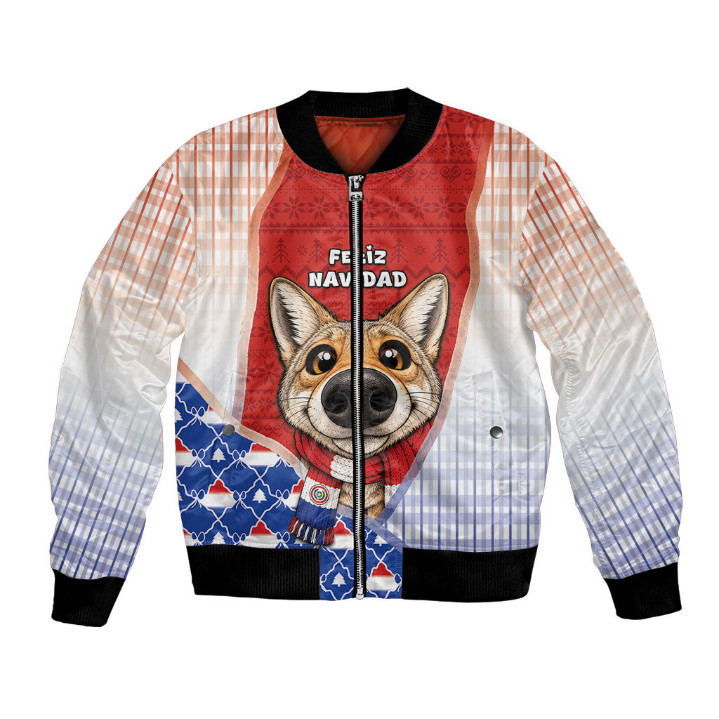 Paraguay Christmas Bomber Jacket Cute Pampas Fox Big Nose Snowflake Pattern