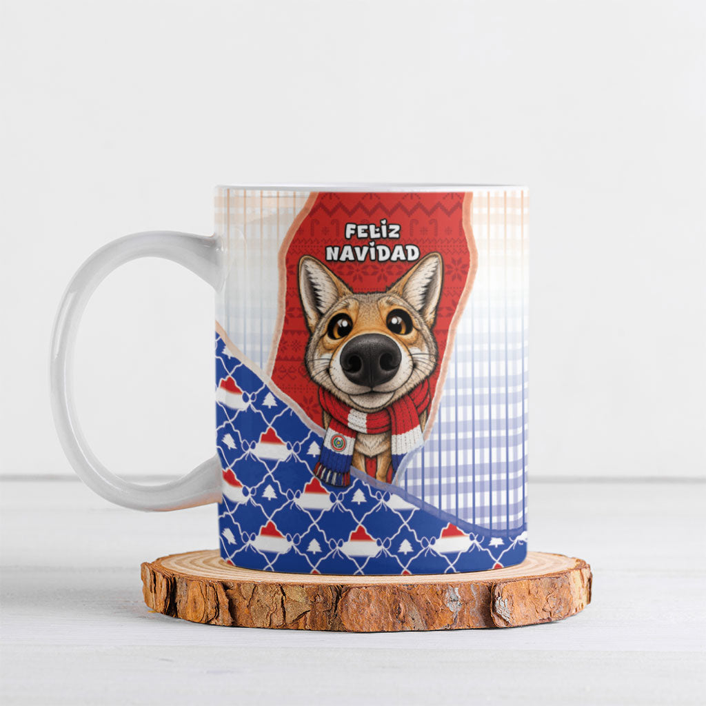 Paraguay Christmas Ceramic Mug Cute Pampas Fox Big Nose Snowflake Pattern