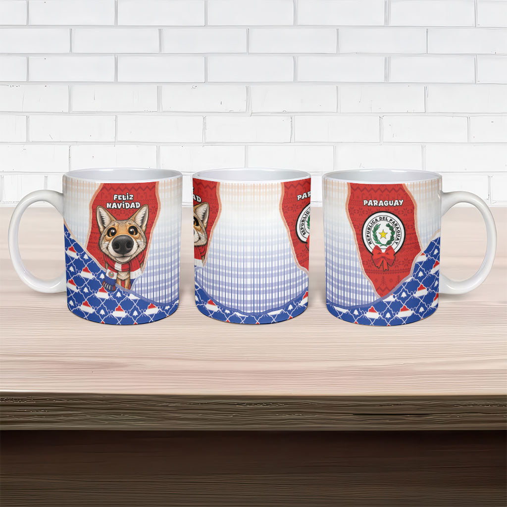 Paraguay Christmas Ceramic Mug Cute Pampas Fox Big Nose Snowflake Pattern