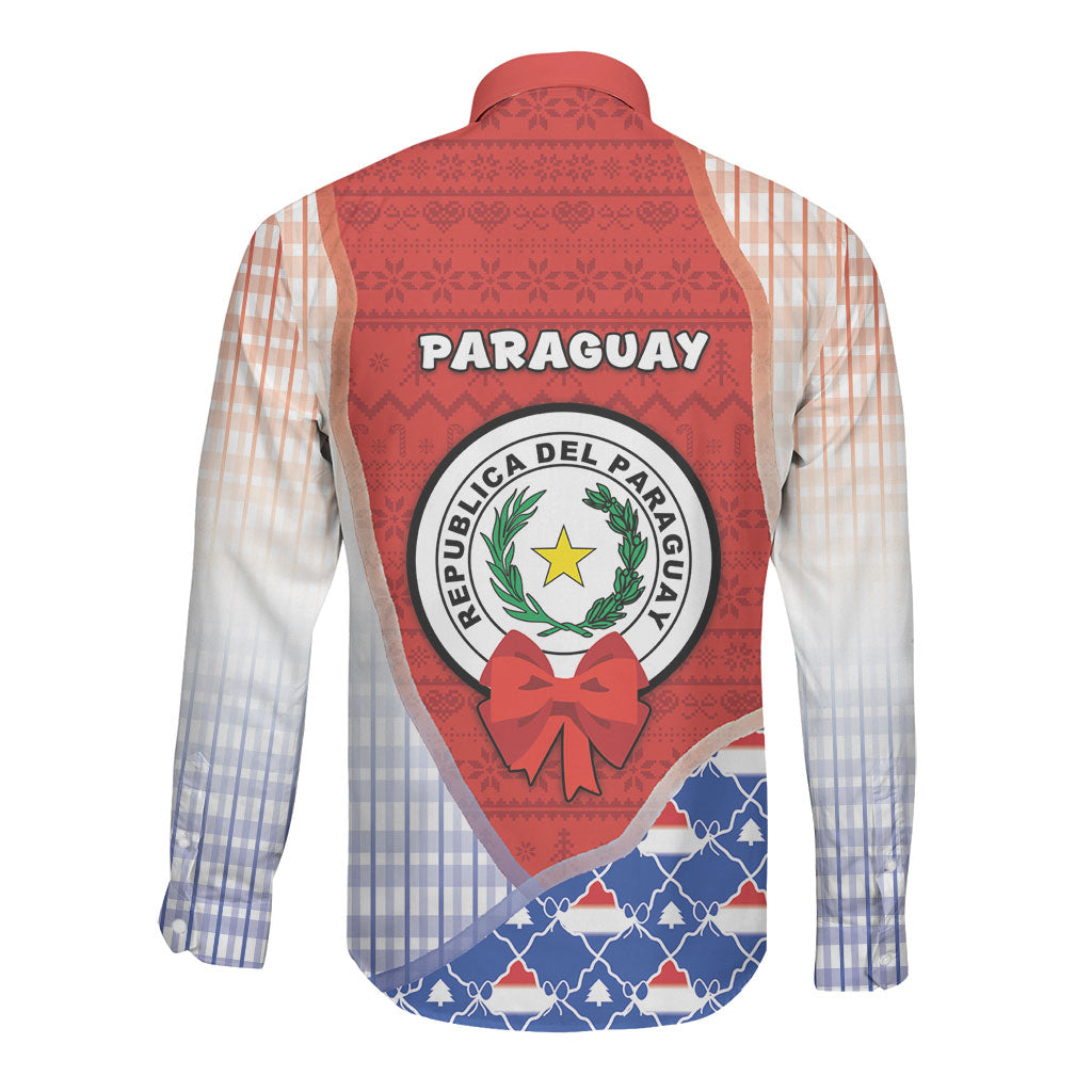 Paraguay Christmas Long Sleeve Button Shirt Cute Pampas Fox Big Nose Snowflake Pattern