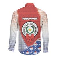 Paraguay Christmas Long Sleeve Button Shirt Cute Pampas Fox Big Nose Snowflake Pattern