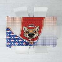 Paraguay Christmas Tablecloth Cute Pampas Fox Big Nose Snowflake Pattern