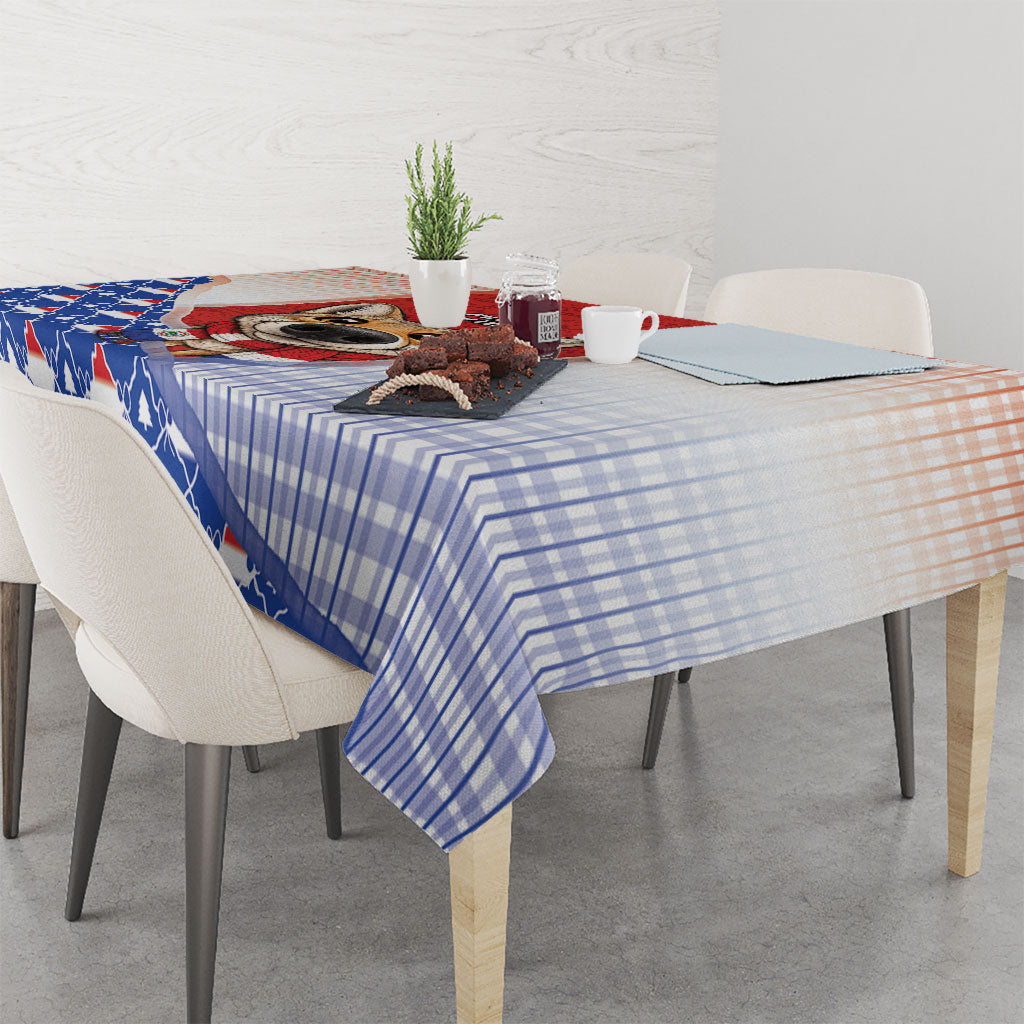 Paraguay Christmas Tablecloth Cute Pampas Fox Big Nose Snowflake Pattern
