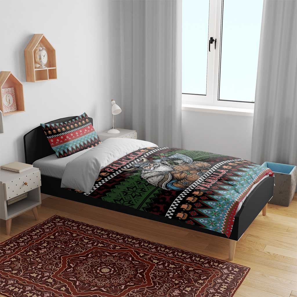 Vikings Christmas Bedding Set Warrior Santa - Wonder Print Shop