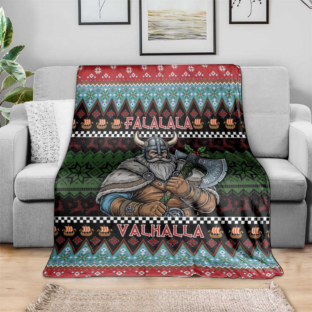 Vikings Christmas Blanket Warrior Santa - Wonder Print Shop