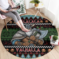 Vikings Christmas Round Carpet Warrior Santa - Wonder Print Shop