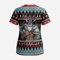 Vikings Christmas Scrub Top Warrior Santa - Wonder Print Shop