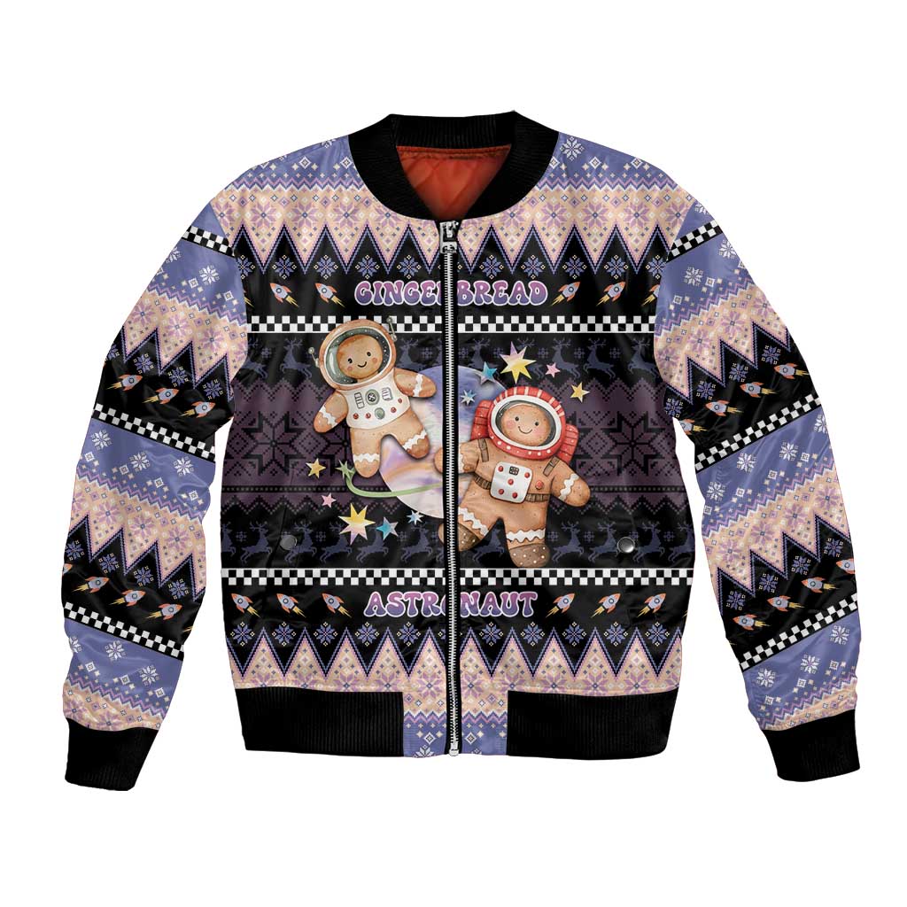 Astronaut Christmas Bomber Jacket Gingerbread In Space - Wonder Print Shop