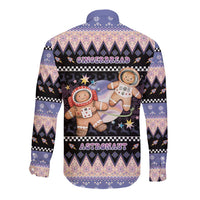 Astronaut Christmas Long Sleeve Button Shirt Gingerbread In Space - Wonder Print Shop