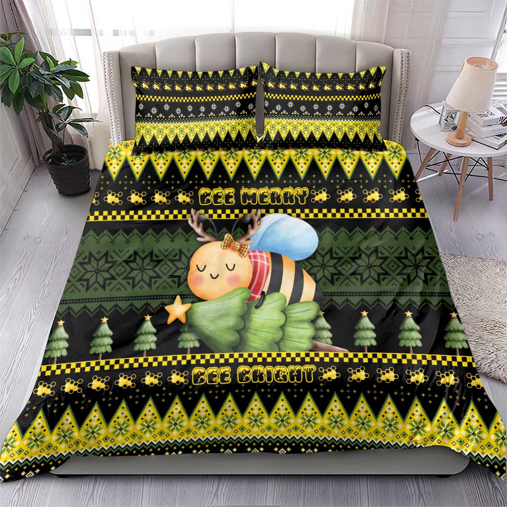 Bee Christmas Bedding Set Cute Bumblebee - Wonder Print Shop