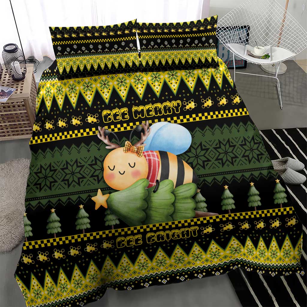 Bee Christmas Bedding Set Cute Bumblebee - Wonder Print Shop