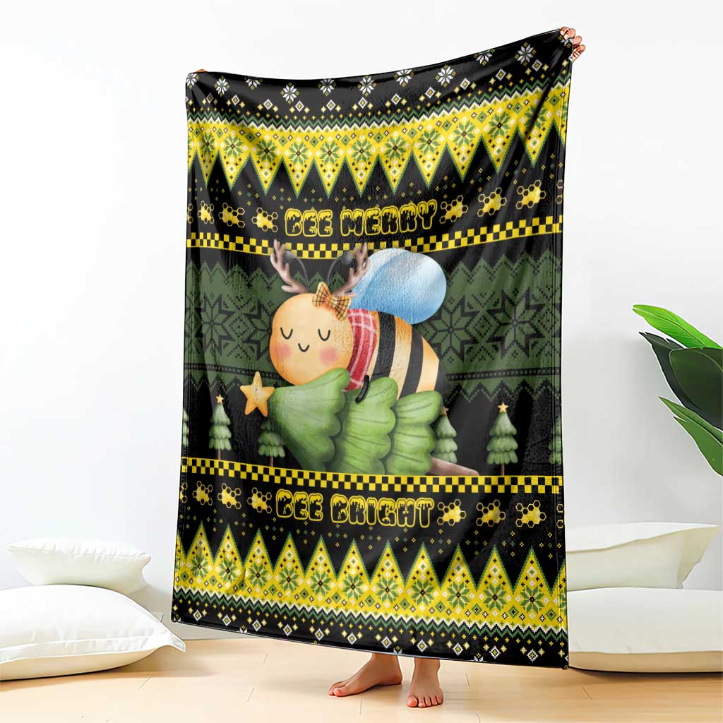 Bee Christmas Blanket Cute Bumblebee - Wonder Print Shop