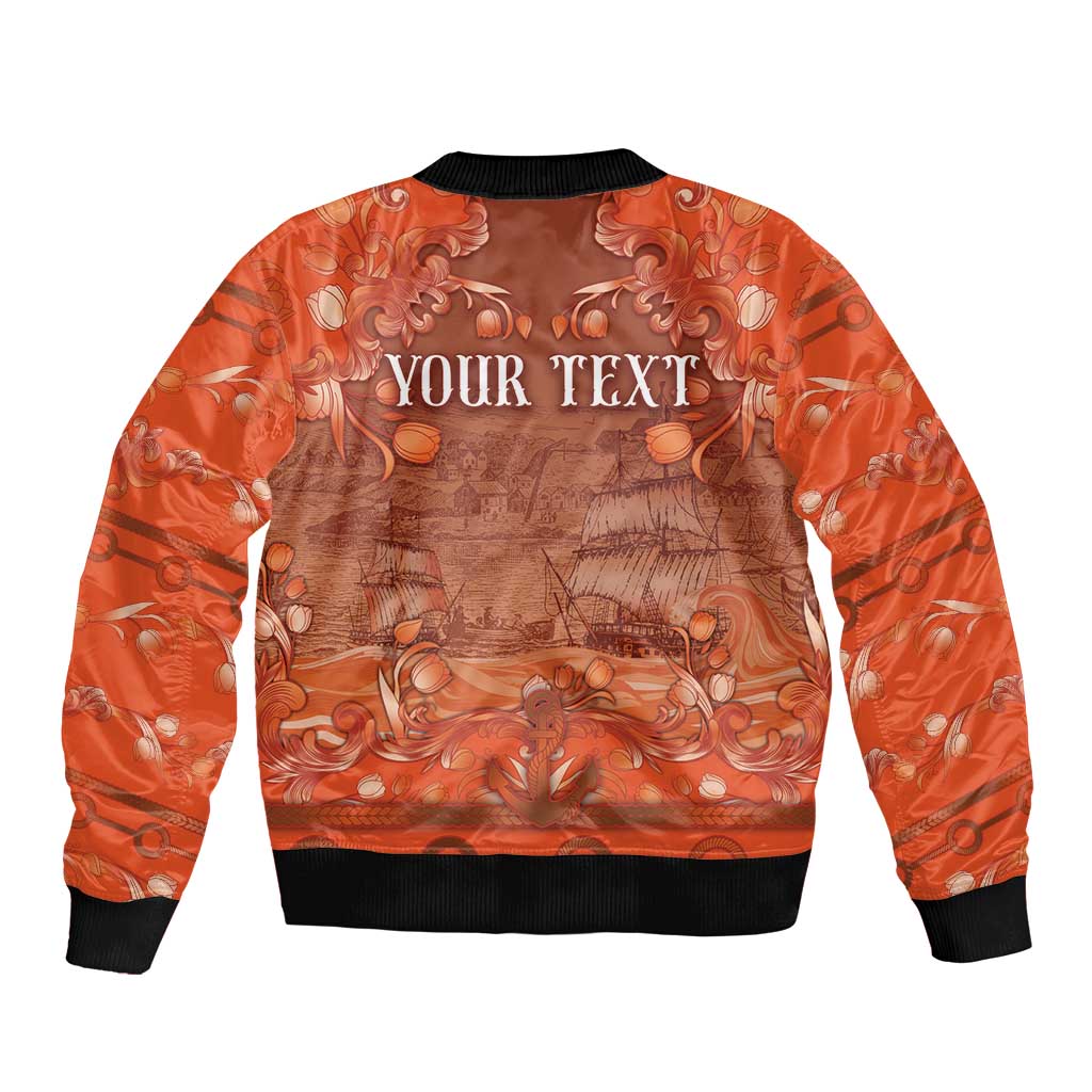 Personalized Dutch Empire Bomber Jacket Tulip Ornaments Vintage Style - Wonder Print Shop