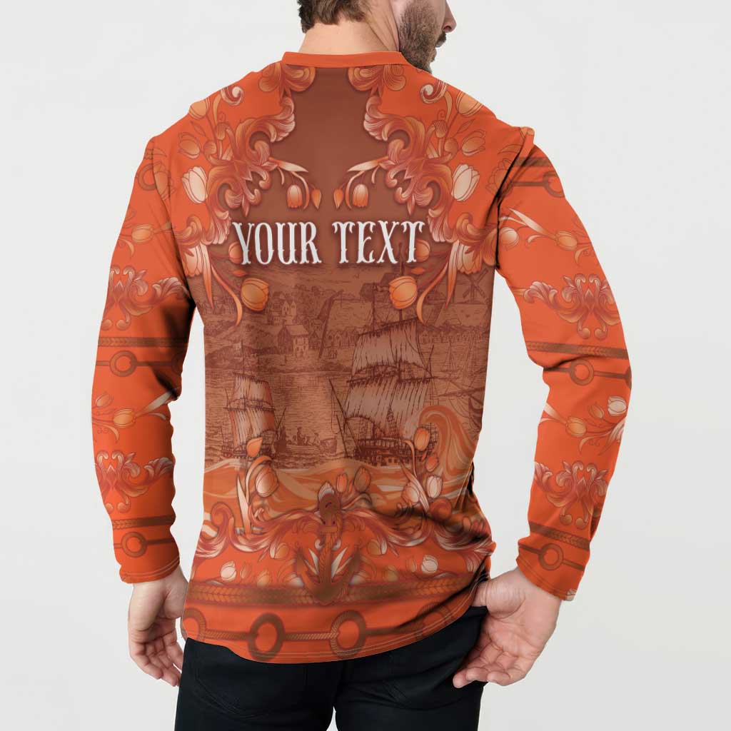 Personalized Dutch Empire Button Sweatshirt Tulip Ornaments Vintage Style - Wonder Print Shop