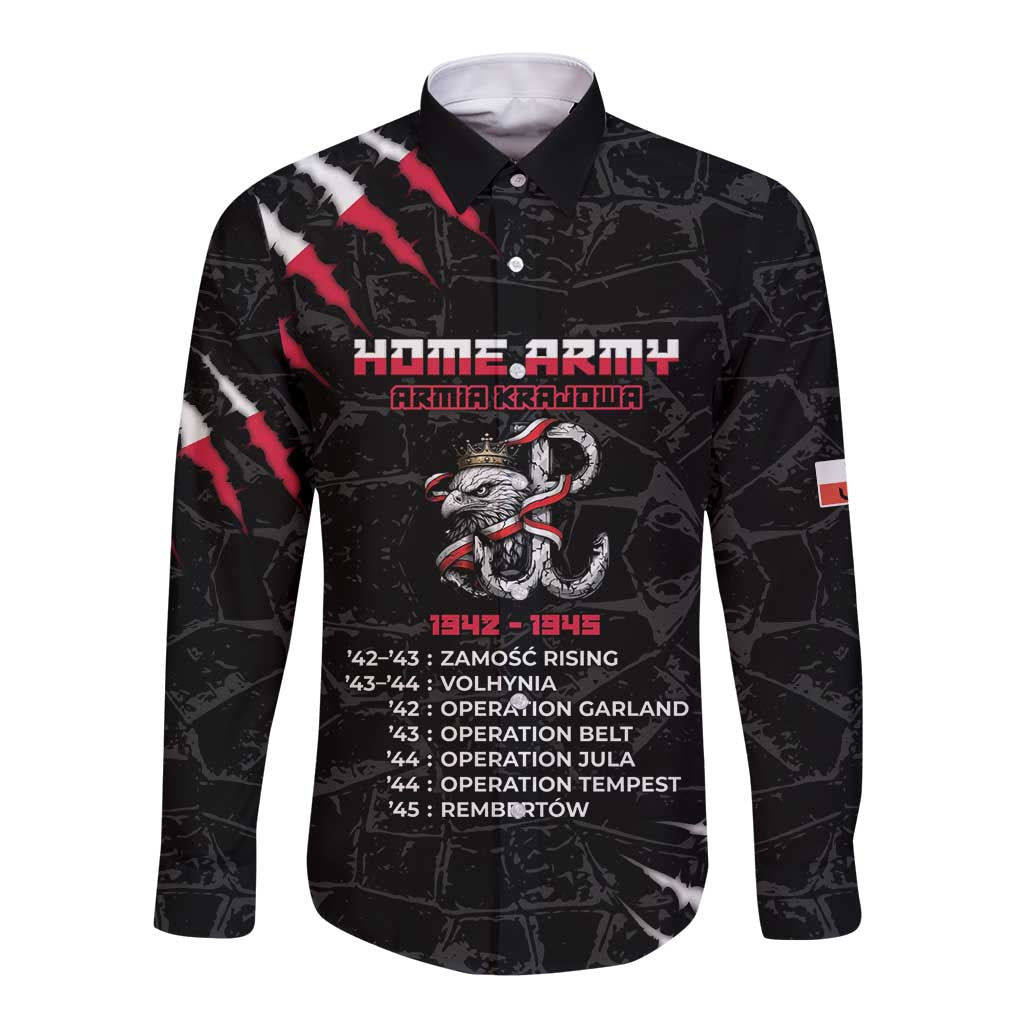 Personalized Poland Home Army Long Sleeve Button Shirt Armia Krajowa 1942 To 1945