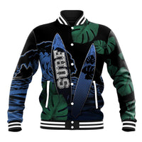 Custom Surfing Baseball Jacket Retro Waves Dot Halftone