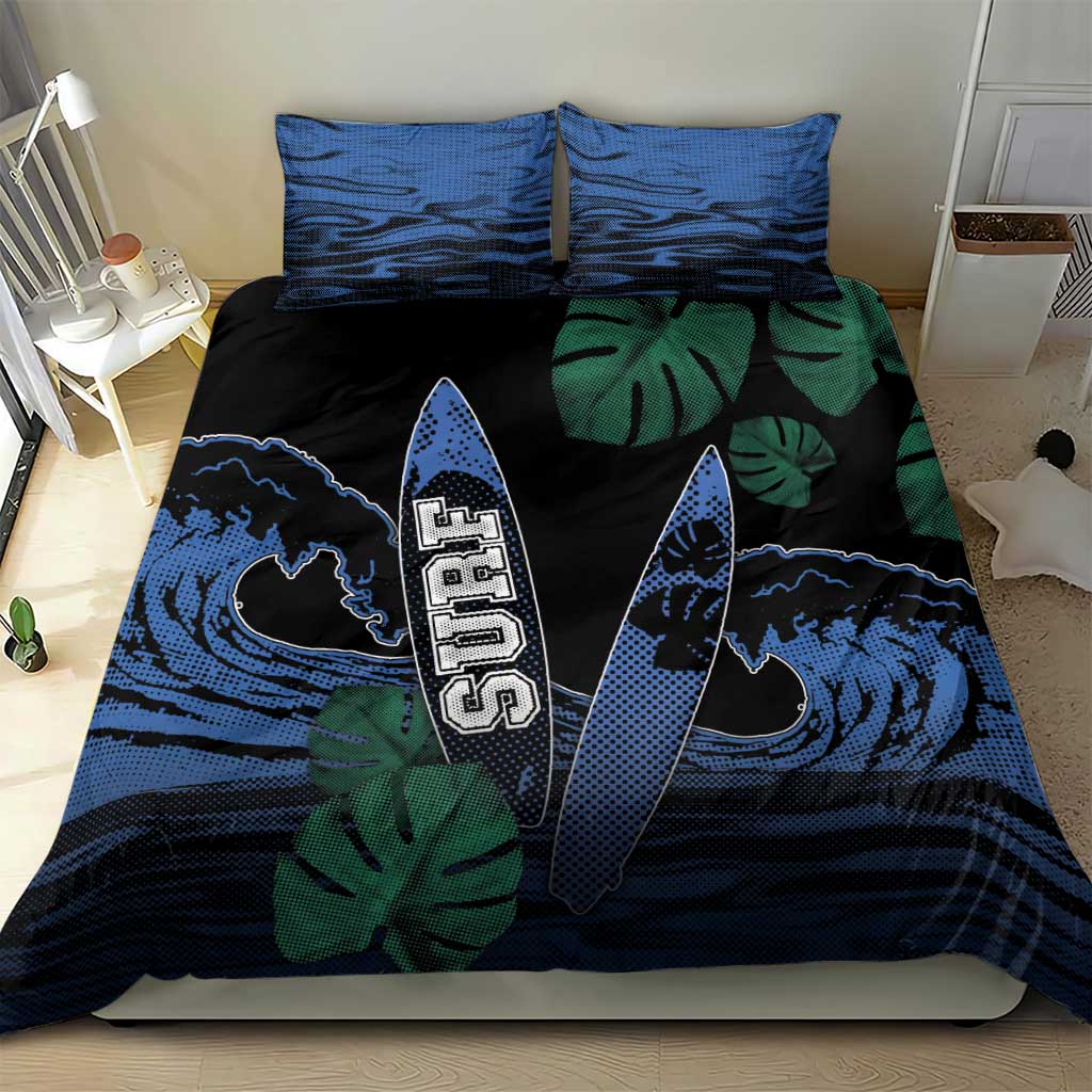 Surfing Bedding Set Retro Waves Dot Halftone